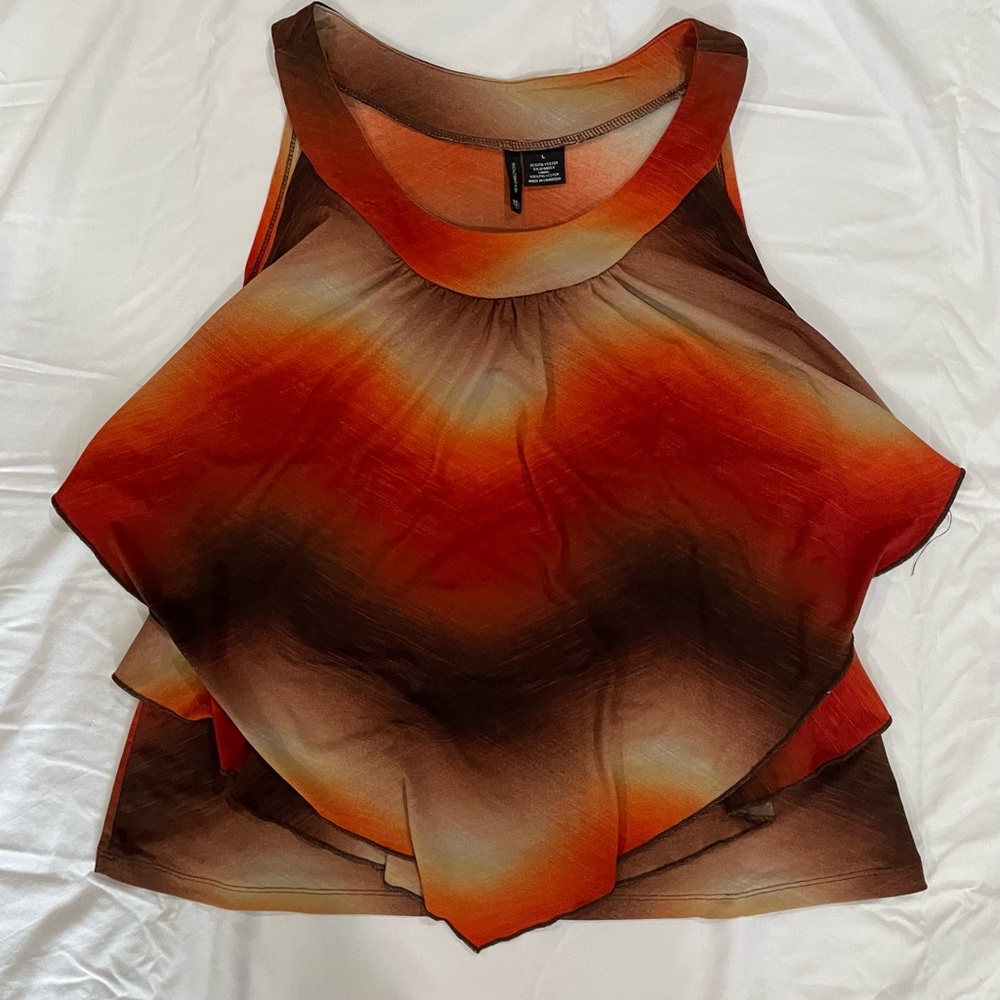 New Directions Orange and Brown Tank Top